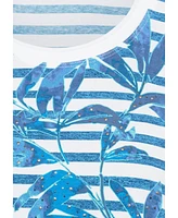 Olsen Women's Striped and Foliage Print T-Shirt
