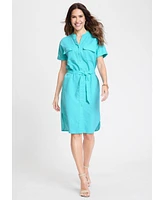 Olsen Women's Linen Blend Tunic Shirt Dress