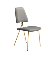 Set of Two Open Back Velvet Dining Side Chairs for Home Dining or Kitchen