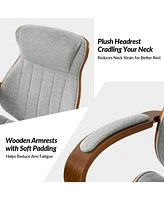 Nuria Office Chair 360-Degree Swivel with Solid Wood Armrests