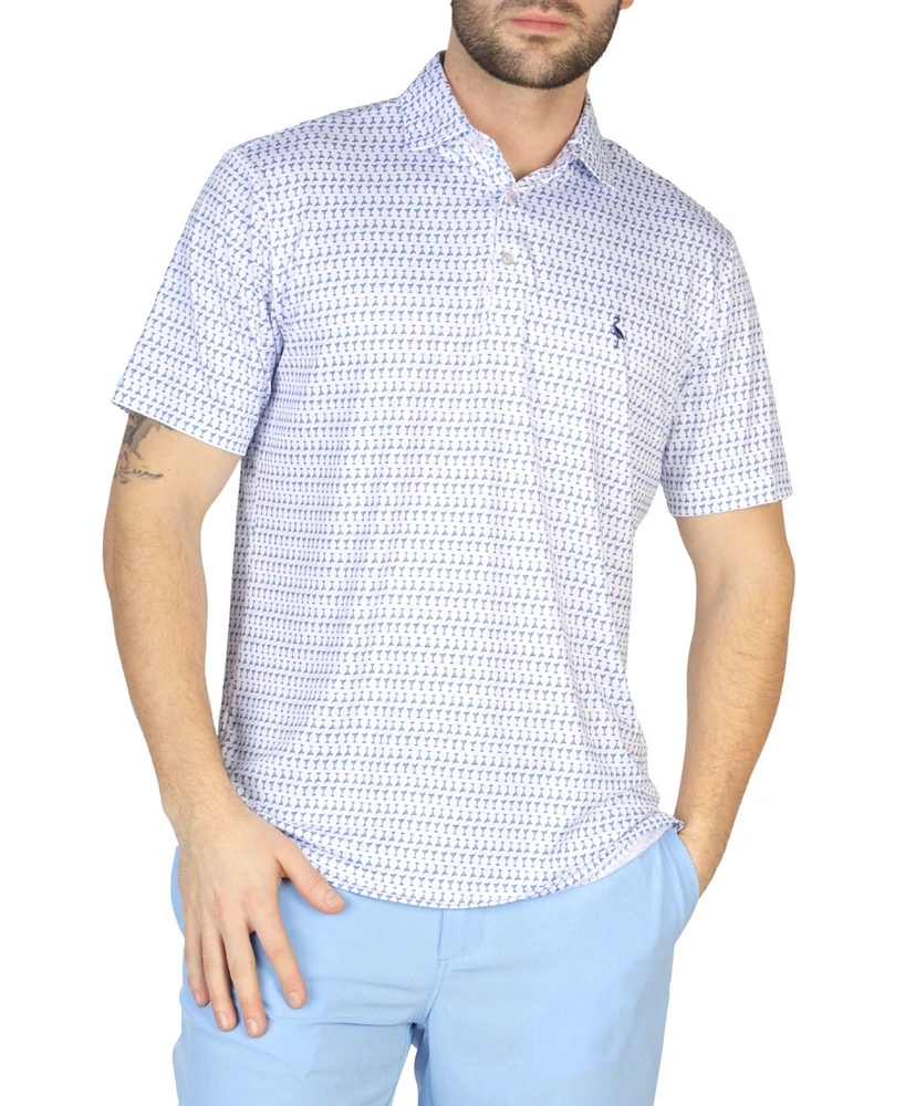 Tailorbyrd Men's Martini Glasses Printed Performance Short Sleeve Polo