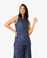 Cable & Gauge Women's Jacquard Sleeveless Tunic with Pant Matching Set