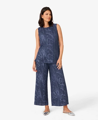 Cable & Gauge Women's Jacquard Sleeveless Tunic with Pant Matching Set