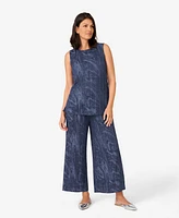 Cable & Gauge Women's Jacquard Sleeveless Tunic with Pant Matching Set