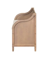 Solid Wood Entryway Storage Bench with Safety Hinge and Removable Cushion Seat Traditional Design for Bedroom Living Room-The Pop Home