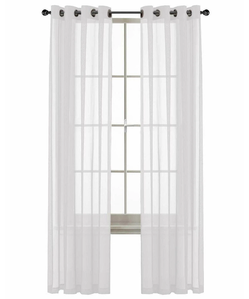 Kate Aurora Basic Home Custom Sheer Voile Grommet Top Window Curtains - 38 in. W x 84 in. L, White
