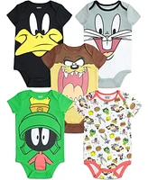 Looney Tunes Baby Boys 5 Pack Bodysuits