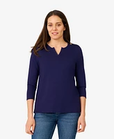Cable & Gauge Women's Button Shoulder Top