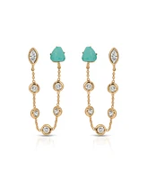 Ettika Double Piercing Turquoise Earrings
