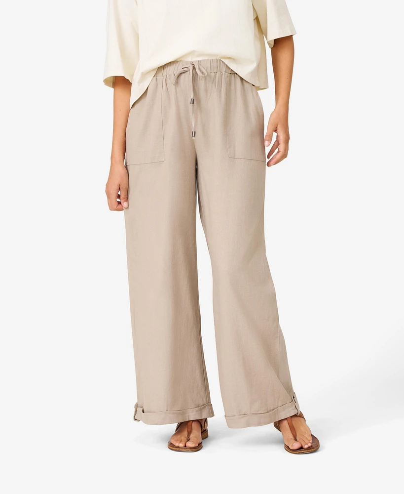 Cable & Gauge Women's Linen Blend Crop Pant