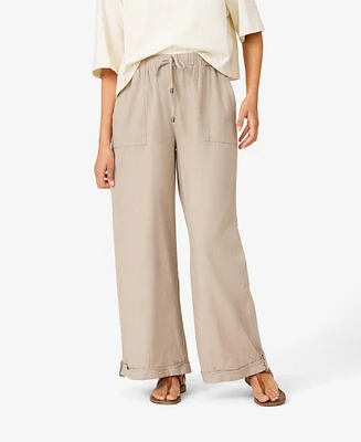 Cable & Gauge Women's Linen Blend Crop Pant