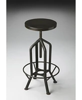 Wood and Iron Backless Swivel Bar Chair