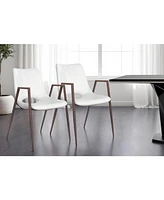 Set of 2 Upholstered Faux Leather Dining Chairs with Armrests and Open Back