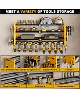 Hausource 4 Tier Power Tool Organizer Shelving Wall Mount Utility Storage Rack，Yellow