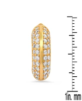 Steeltime Women's 18K Gold Plated Brass Simulated Diamonds Hoop Earrings