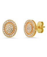 Steeltime Women's Brass Simulated Diamonds Round Stud Earrings