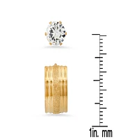 Steeltime Women's 2 Pieces Set Simulated Diamonds Studs and Diamond Cut Huggie Earrings