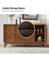 Ema Mid-Century Sideboard With Solid Wood Legs and Adjustable Shelves