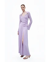 Nocturne Women's Long Sleeve Maxi Dress with Accessory Detail