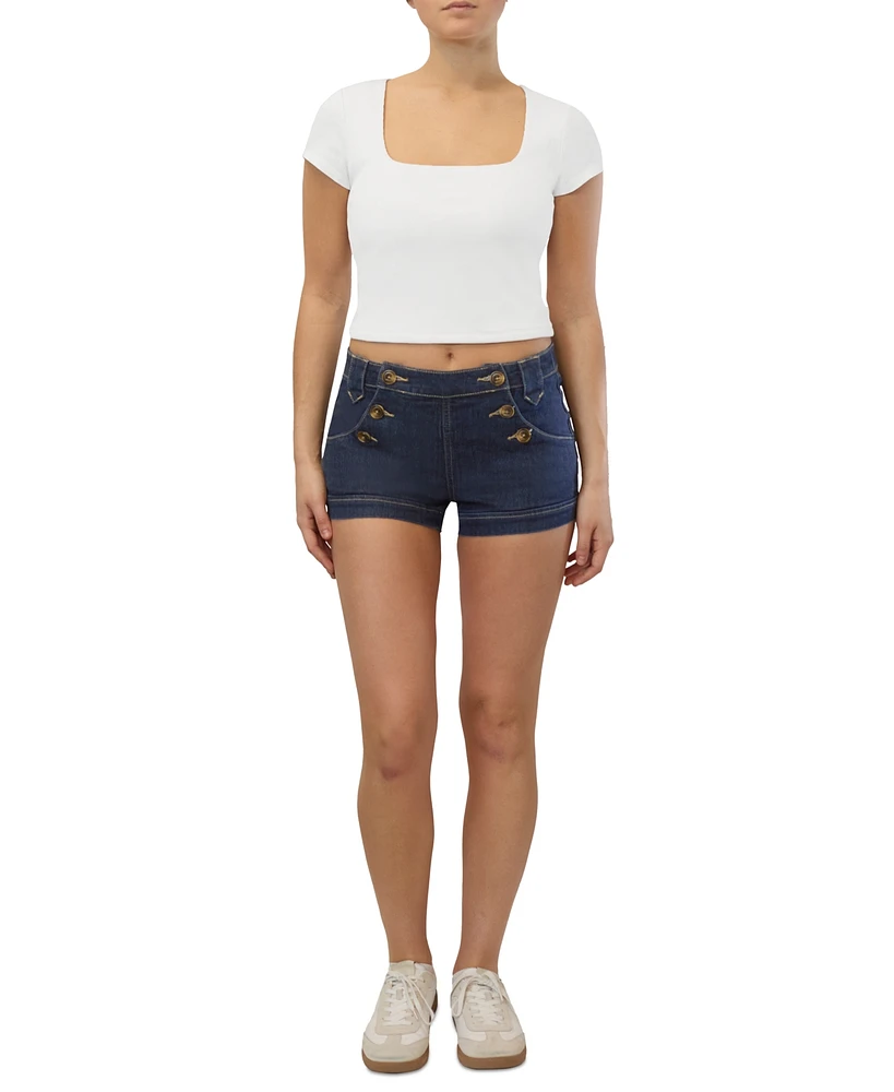 Almost Famous Juniors' Mid-Rise Button-Side Sailor Shorts