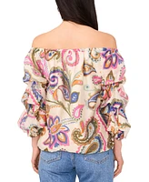 Vince Camuto Women's Paisley-Print Bubble-Sleeve Off-The-Shoulder Blouse