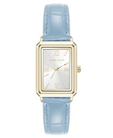 Anne Klein Women's Quartz Casual Light Blue Polyurethane Leather and Gold-Tone Metal Alloy Watch, 25mm