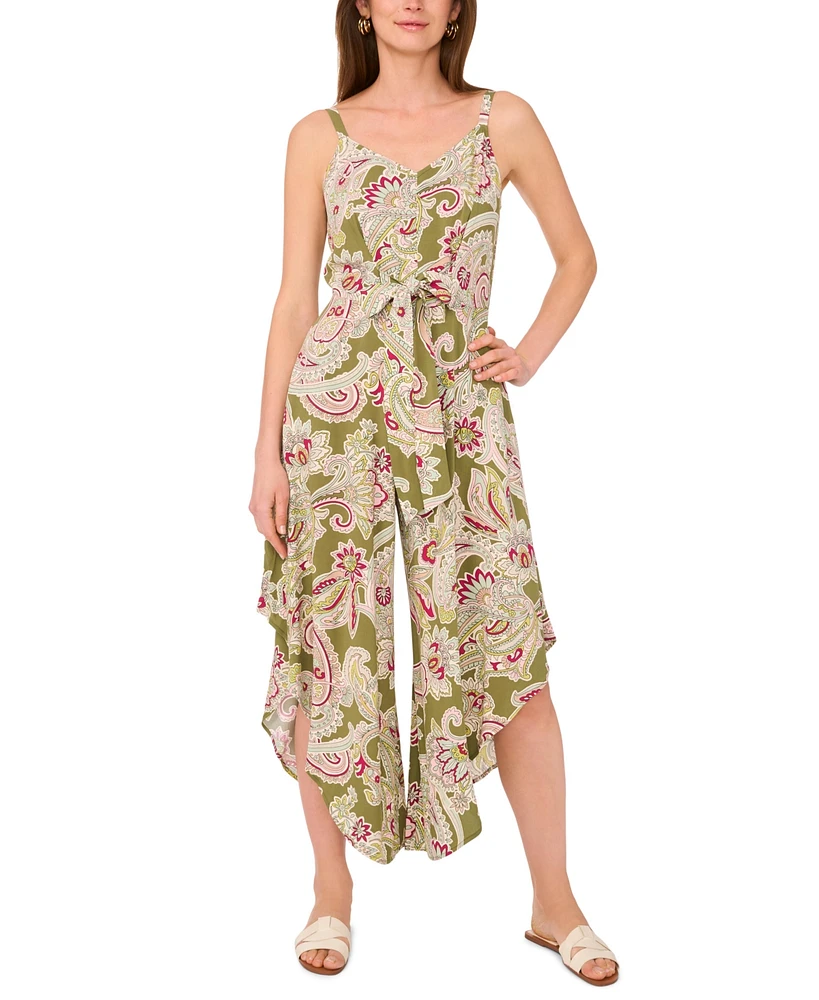 Vince Camuto Women's Cropped Paisley Tie-Front Jumpsuit