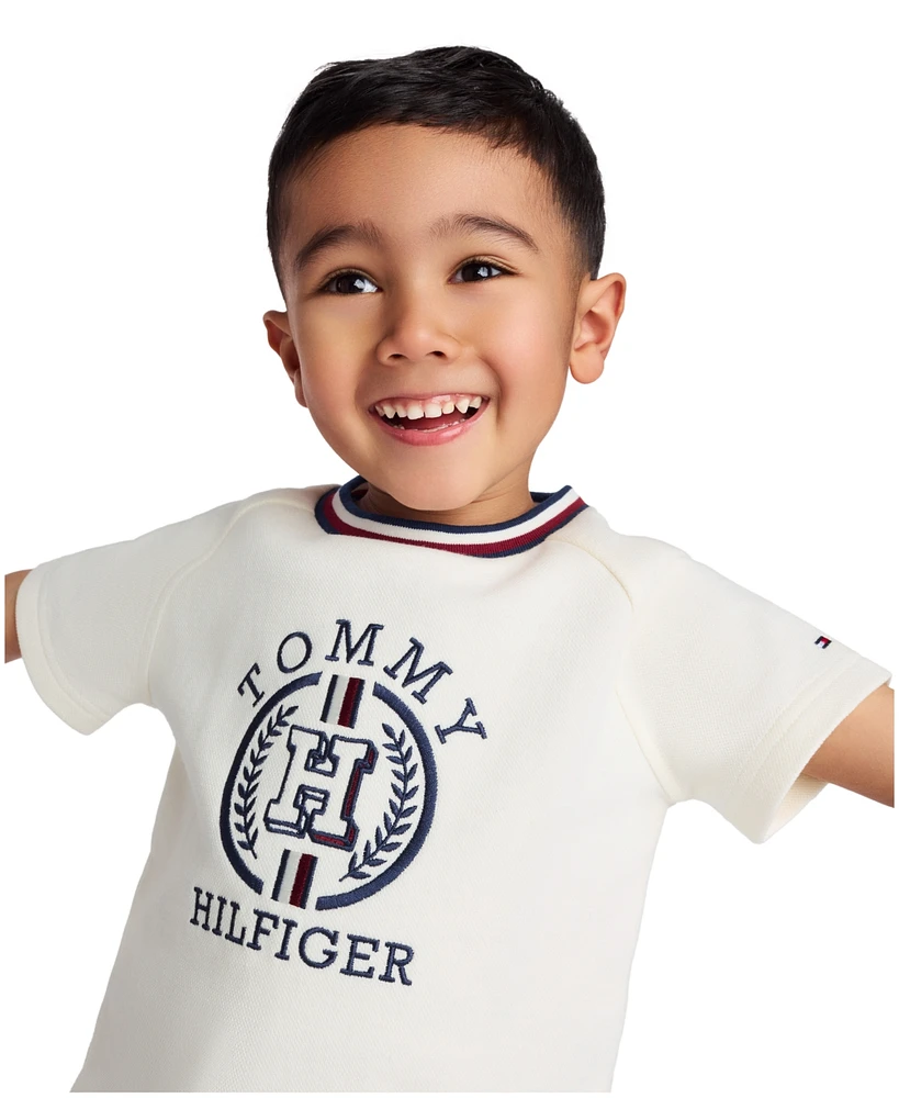 Tommy Hilfiger Toddler Boys 2-Piece Signature Raglan T-Shirt and French Terry Shorts Set