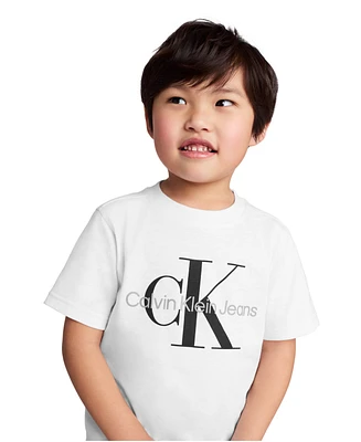 Calvin Klein Toddler and Little Boys 2-Piece Classic Logo T-Shirt Tech Woven Shorts Set