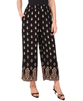Vince Camuto Women's Border-Print Wide-Leg Pull-On Pants
