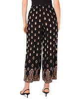 Vince Camuto Women's Border-Print Wide-Leg Pull-On Pants