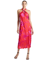 Natori Women's Printed Twisted Halter-Neck Midi Dress
