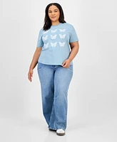 Rebellious One Trendy Plus Butterfly Applique T-Shirt
