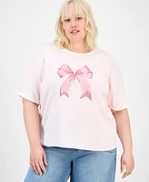 Hippie Rose Trendy Plus Crewneck Bow T-Shirt