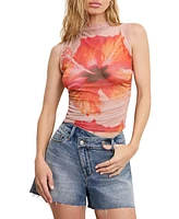Good American Women's Mock-Neck Gauze Mesh Tank Top
