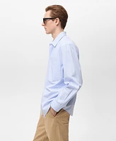 Mango Men's Cotton Regular-Fit Striped Shirt