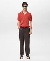 Mango Men's Cotton Striped Structure Polo Shirt