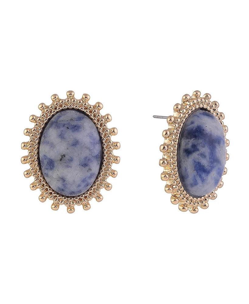 Rachel Rachel Roy Gold Tone Oval Button Earrings