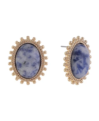 Rachel Rachel Roy Gold Tone Oval Button Earrings