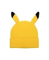 Pokemon Boys Pikachu Cuff Hat With 3D Ears And Matching Gloves