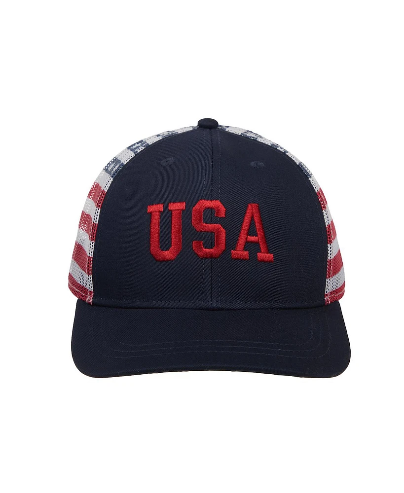 Generic Men's 4th of July American Flag Usa Blue Trucker Hat