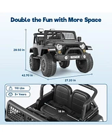 Funtok 12V 7AH 2-Seater Ride-On Car for Kids with Remote Control, Electric Truck with Music, Led Lights & Safety Features