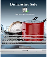 Cook N Home Professional 10.5-qt Nonstick Deep Cooking Pot Stockpot with Glass Lid, Marble Red