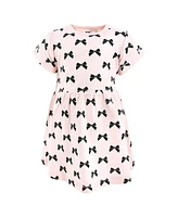Hudson Baby Girls Cotton Dresses, Bow Heart Leopard