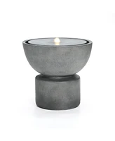 LuxenHome Gray with Speckled Black Resin Round Bubbler 18.5" Tall Outdoor Fountain with Lights