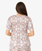 Cable & Gauge Women's Flutter Sleeve Tassel Pleated Top