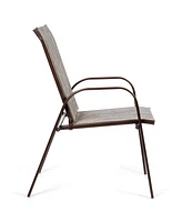 2PCS Patio Chairs Dining Chair Deck Yard W/Armrest