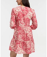 Ellen Tracy Women's Tiered Dress with Double Tie Neckline