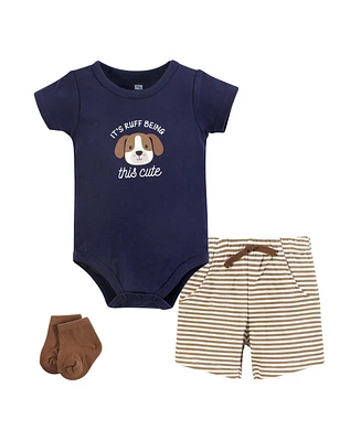 Hudson Baby Baby Boys Hudson Bodysuit, Short and Sock, Ruff Being Cute Dog