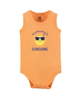 Hudson Baby Boys Bodysuit, Short and Sock, Orange Sunshine
